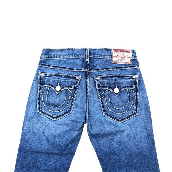 TRUE Religion Jeans Size 34 RICKY GIANT BIG T Blue - Picture 2 of 8